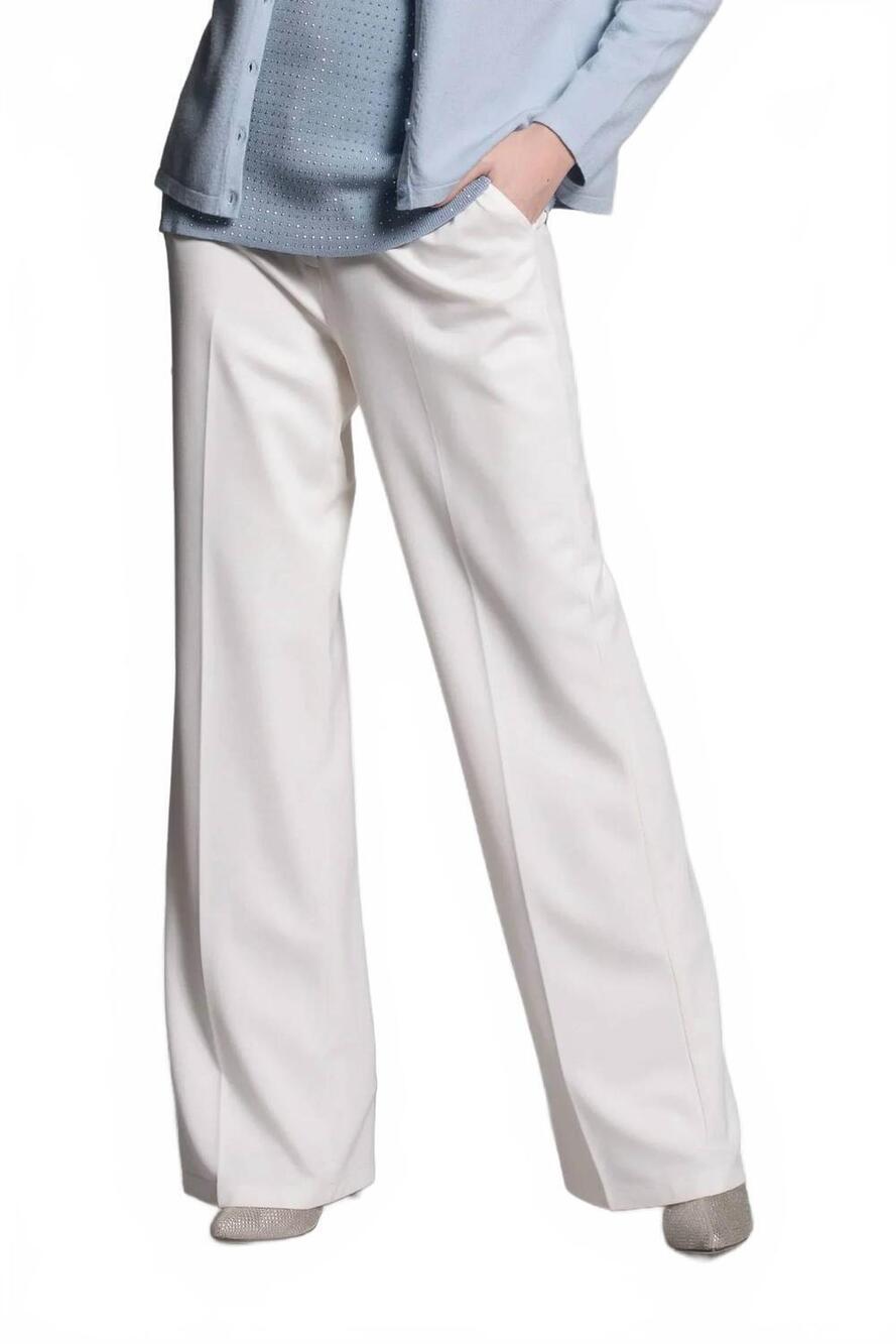NEW PICADILLY wide-leg elastic waistband pants in off white